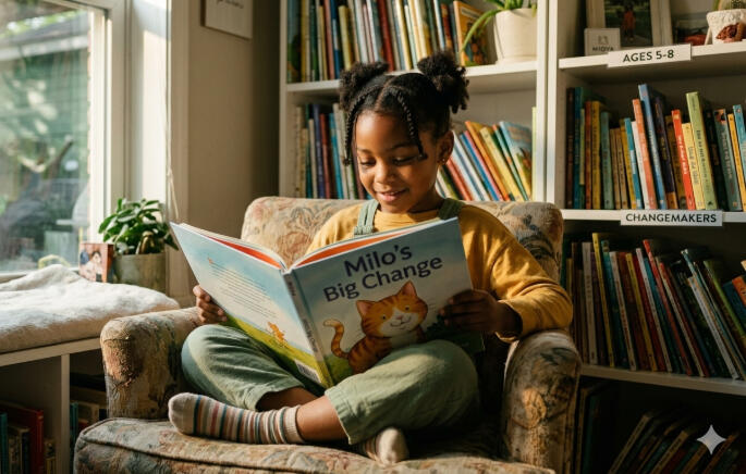 Little Girl Reading a book